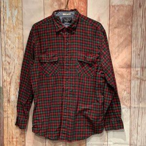 Nautica XL Red Green Plaid 100% Cotton Long Sleeve Mens Button Down Casual Shirt